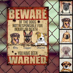 Beware Of Dog Sign, Gifts For Dog Lovers, Not Responsible For Injury Or Death, Welcome Metal Signs