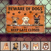 Beware Of Dogs Metal Yard Sign, Gifts For Dog Lovers, Keep Gate Closed Funny Warning Signs