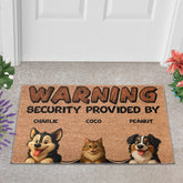 Personalized Pets Doormat - Up to 6 Pets - Decorative Mat - Upload Photo - Warning V2