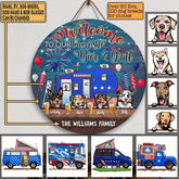 Welcome To Our Campsite Bar & Grill - Wooden Door Sign