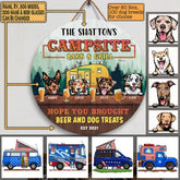 Campsite Bark & Grill - Wooden Door Sign