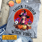 Thick Thighs Witch Vibes Spooky Dogmom personalized Dog T-Shirt TS-HR186