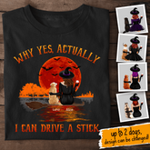 Funny Witch Riding Broom Personalized Dog T-Shirt TS-HR205