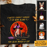 A Witch Cannot Survive On Wine Alone Personalized Cat T-shirt TS-NN60