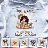 Just A Girl Who Loves Books & Dogs Personalized T-shirt TS-NB770