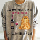 Funny Cat Mom Loves Wine Personalized T-Shirt TS-PT846