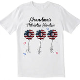 Personalized Grandma's Garden Flower 4th of July - Personalized T-shirt, Independence Day Gift For Grandma, Nana, GiGi