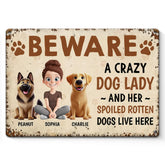 A Fun Way To Show Off Your Crazy Dog Lady Vibes - Dog Personalized Custom Home Decor Metal Sign - House Warming Gift For Pet Owners, Pet Lovers