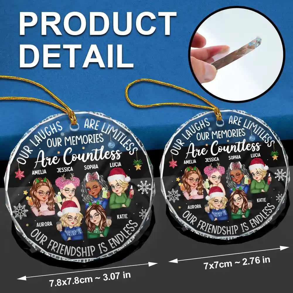 Besties Our Laughs Are Limitless Christmas - Personalized Circle Glass Ornament