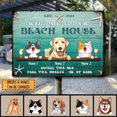 Metal Welcome Signs, Gifts For Pet Lovers, Welcome To Our Beach House Smell The Sea Feel The Breeze Be At Ease