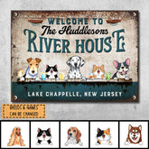 Metal Welcome Signs, Gifts For Pet Lovers, Welcome To Our River House Personalized Home Sign
