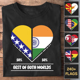 Two Countries Heart - Customizable T-Shirt
