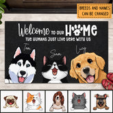 Welcome To Our Home Doormat, Cat Rug, Dog Mat, Pet Lover Gifts, Personalized Dog & Cat Lovers Doormat, Gift For Home