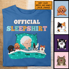 Official Sleep Shirt, Chibi Old Lady With Her Dog, Personalized Dog Lovers T-shirt