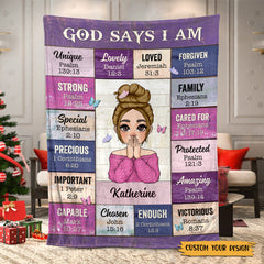 God Says I Am Pink - Personalized Blanket - Meaningful Gifts for Christmas
