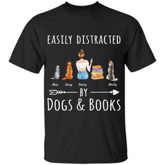 Easily distracted by Dogs/Cats & Books personalized Pet T-Shirt