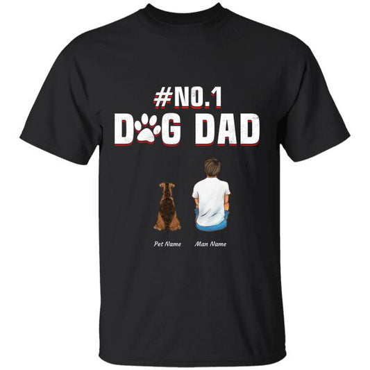 "No#1 Dog Dad"  man and dog, cat personalized T-shirt