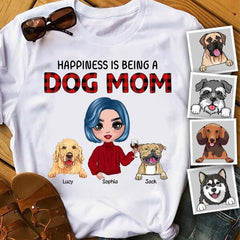 Happiness Is Being A Dog Mom Personalized Dog T-shirt TS-NN1060