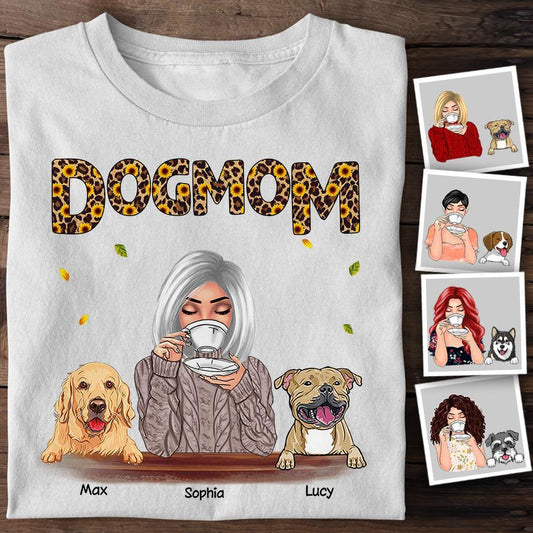 Dog Mom Sunflower Leopard Pattern Personalized T-Shirt TS-PT1333