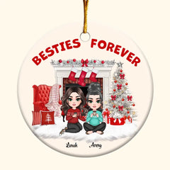 Besties Forever - Personalized Custom Ceramic Ornament - Christmas Gift For Besties, Friends