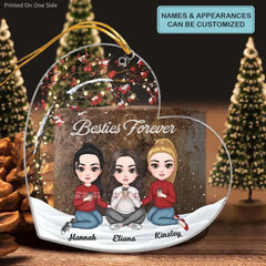 Besties Forever - Personalized Custom Mica Ornament - Christmas Gift For Besties, Friends, Family