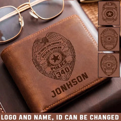 Personalized Law Enforcement Officer Custom Name Laser Leather Wallet