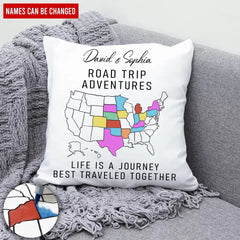 Road Trip Adventures - Personalized Pillow, Travel Camping Gift - PC72