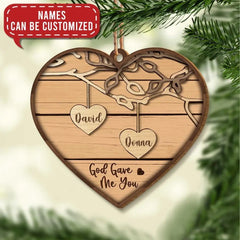 Personalized Wood Ornament Couples | Couples Custom Ornament