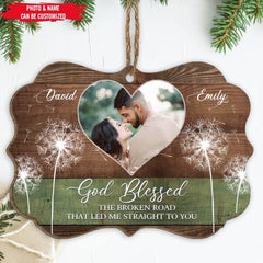 Custom Wedding Anniversary Ornament - Personalized Photo Gifts Beautiful Dandelions God Blessed The Broken Road Ornament - Valentine Gift- Couple Ornament