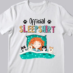 Official Sleep Shirt, Girl And Her Cats & Dogs, Personalized Dog & Cat Lovers T-shirt