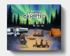 Custom Personalized Night Camping Poster - Best Gift Idea For The Whole Family/Couple/Solo - Camping Family/Couple/Solo With Upto 6 Pets - Life Is Better Around The Campfire