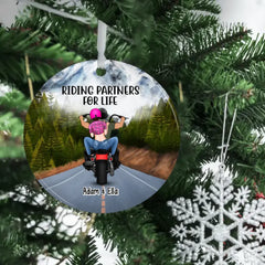 Personalized Ornament, Motorcycle Couple - Riding Partners For Life, Gift For Motorcycle Lovers