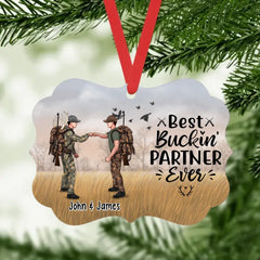 Personalized Ornament, Best Buckin' Partner Ever - Hunting Gift For Couple And Friends, Gift For Hunters