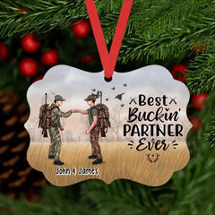 Personalized Ornament, Best Buckin' Partner Ever - Hunting Gift For Couple And Friends, Gift For Hunters