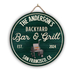 Backyard Bar & Grill, BBQ Sign  - Personalized Wooden Sign, Gift For Family, Custom Smoke House Sign - DS763