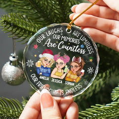 Besties Our Laughs Are Limitless Christmas - Personalized Circle Glass Ornament