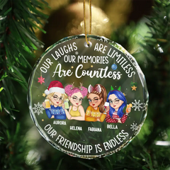 Besties Our Laughs Are Limitless Christmas - Personalized Circle Glass Ornament