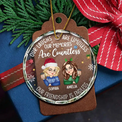 Besties Our Laughs Are Limitless Christmas - Personalized Circle Glass Ornament