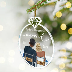 Our First Christmas Married - Personalized Custom Shaped Acrylic Ornament