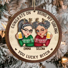 Congrats On Being My Bestie Christmas - Personalized 2-Layered Wooden Ornament