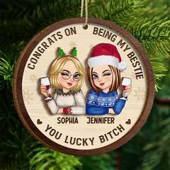 Congrats On Being My Bestie Christmas - Personalized 2-Layered Wooden Ornament