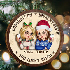 Congrats On Being My Bestie Christmas - Personalized 2-Layered Wooden Ornament