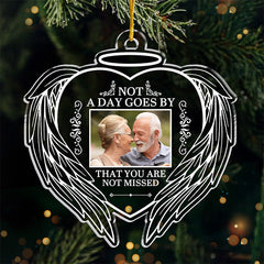 Custom Photo Although You Cannot See Us We Are Always With You - Memorial Personalized Custom Ornament - Acrylic Heart Shaped - Sympathy Gift For Family Members