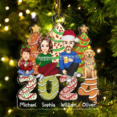 Family 2024 Cake, Cookie Trees Christmas Gift For Parent, Kid, Baby - Personalized Cutout Acrylic Ornament