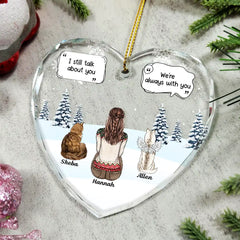 I Miss You Memorial Dog Cat - Personalized Heart Shaped Glass Ornament