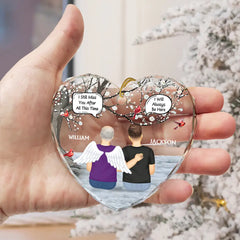 Always In My Heart Memorial Family - Personalized Heart Shaped Glass Ornament