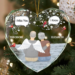 Always In My Heart Memorial Family - Personalized Heart Shaped Glass Ornament