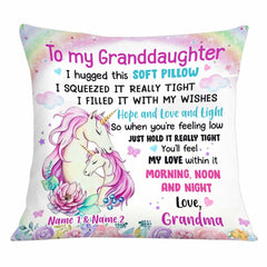 Personalized Granddaughter Unicorn Hug This Pillow JR71 81O34