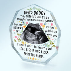 Custom Photo Baby Bump To Daddy Mommy - Holiday, Loving Gift For Mom, Dad, New Parents - Personalized Nonagon Shaped Acrylic Plaque