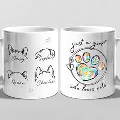 Just A Girl Who Loves Pets - Dog & Cat Personalized Custom Mug - Gift For Pet Owners, Pet Lovers